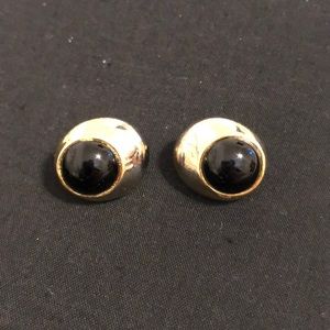 Gold & onyx look earrings